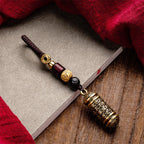1Pcs Vintage Hollow Brass Buddha Bottle Sutra Cylinder Pendant Car Keychain Lucky Hangings Leather Bag Lanyard Key Ring