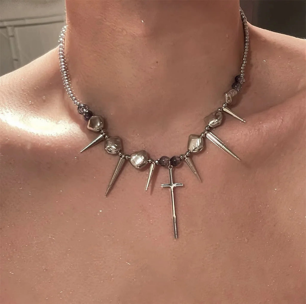 Punk Thorn Heart Pendant Necklace