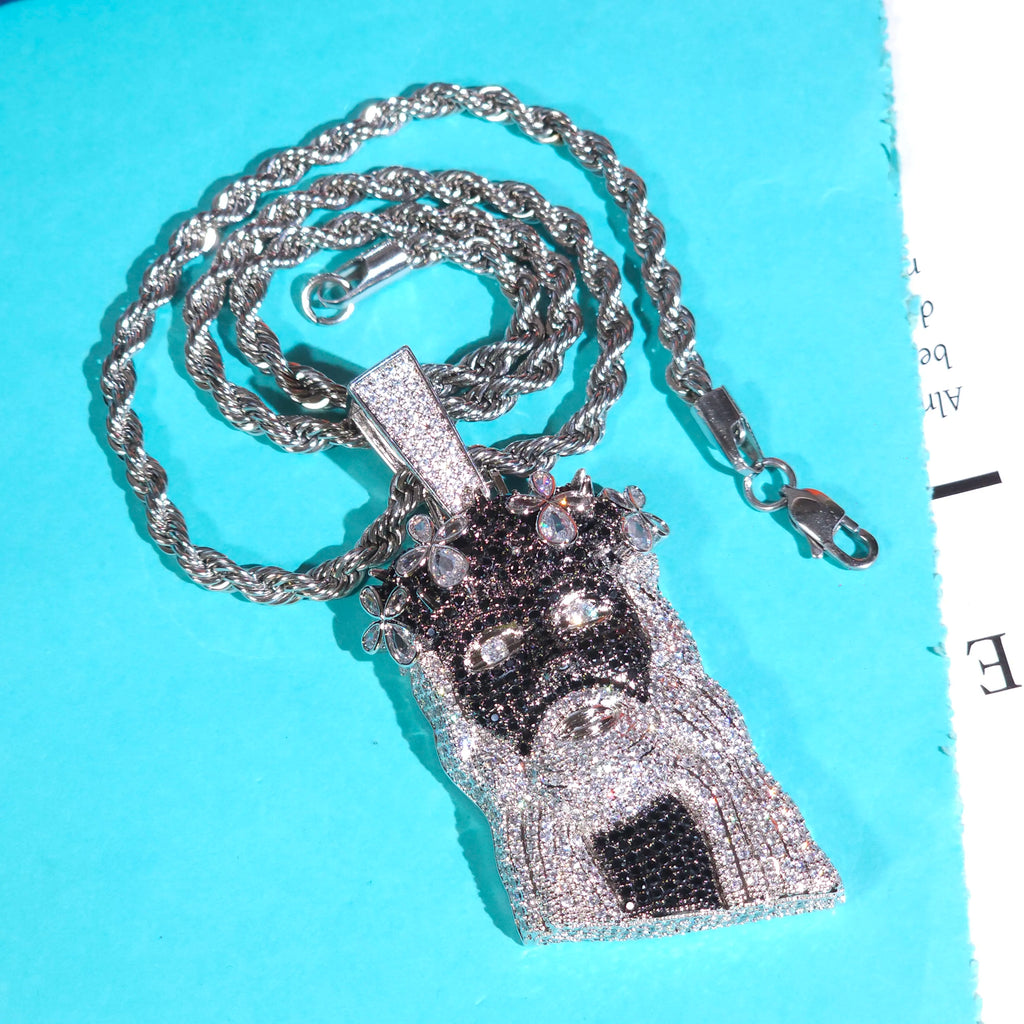 Hip Hop Iced Out Jesus Piece Pendant Personalized Black And White Mixed Color Highend Men Rapper Jewelry