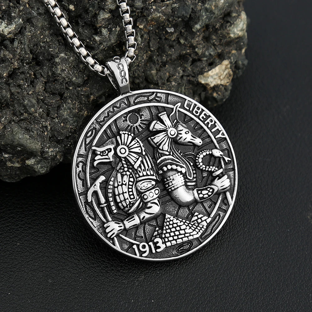 Anubis Steel Pendant Ancient Egyptian Pharaoh
