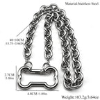 Punk Korean Dogs Bone Pendant Necklace For Women Egirl Stainless Steel Silver Color Cool Accessory Cute Diy Chain Jewelry Goth
