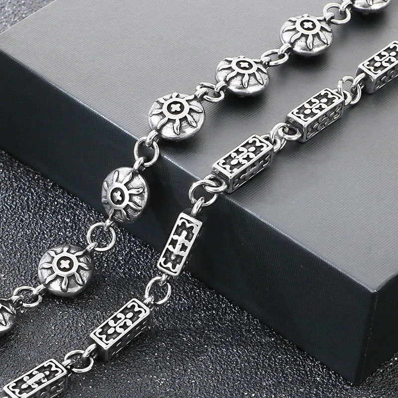 Vintage Gothic Ornate Charm Link Bracelet — Stainless Steel