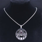 Witch Luna Moth Crescent Necklace for Women Men Stainless Steel Gothic Insect Moon Phase Chain Aesthetic Jewelry colar