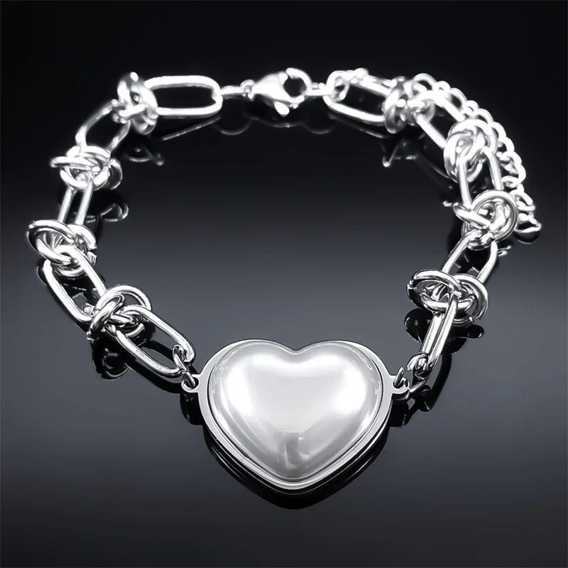 Heart Pendant Necklace Set — Stainless Steel