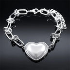 Heart Pendant Necklace Set — Stainless Steel