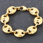 Luxury Gold Color Man Bracelets for Men 316L Stainless Steel 19MM Width Coffee Bean Style Chain Men's Bracelets