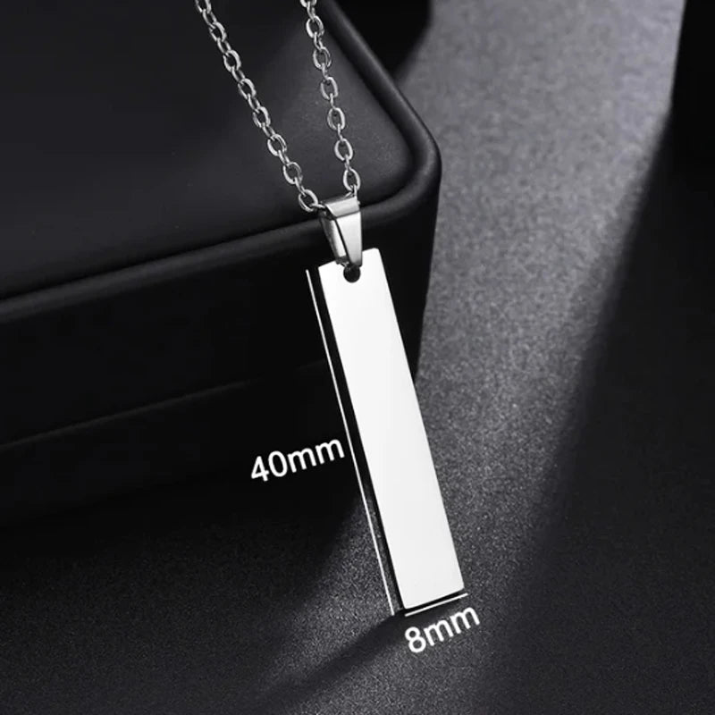 Letdiffery Custom Engraved Eyes Necklaces for Women Men Stainless Sreel Laser Carve Photo Names Square Pendant Jewelry