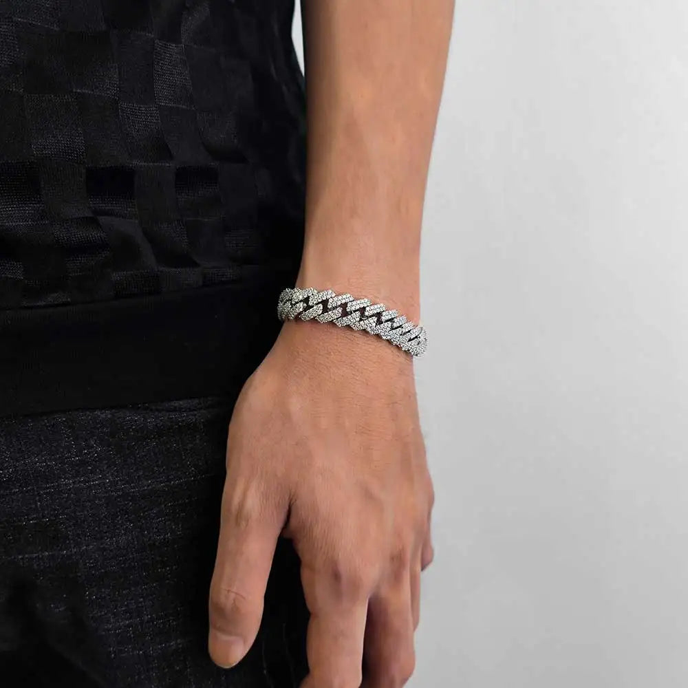 925 Silver Cuban Chain Necklace Iced Out 10-20MM