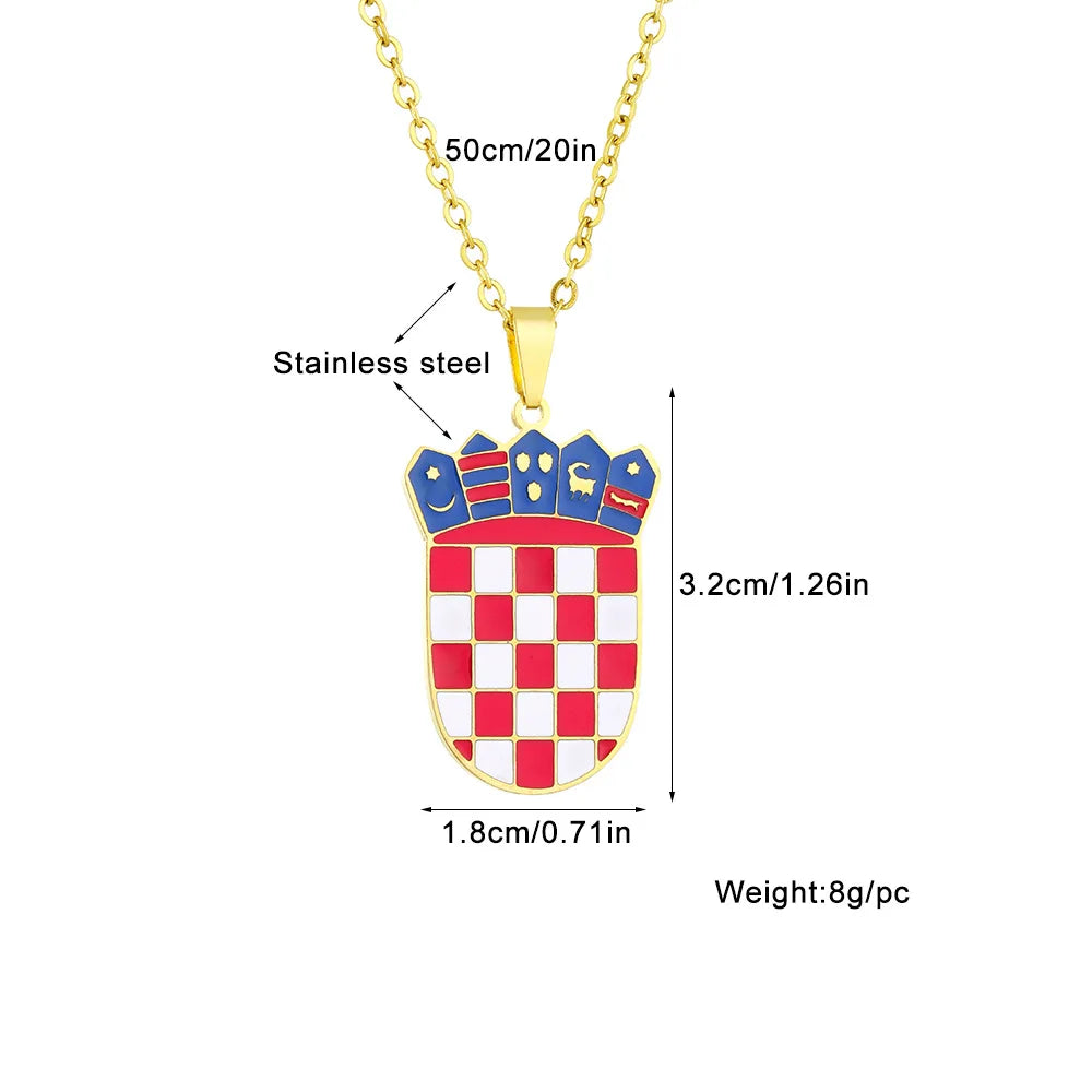 Croatian Insignia Pendant Necklace — Stainless Steel