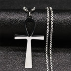Egyptian Ankh Cross Stainless Steel Necklace Women/Men Symbol of Life Cross Necklace Jewelry Cadenas De Acero Inoxidab