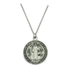 Saint Medal & Jesus Cross Pendant Necklace — Stainless Steel