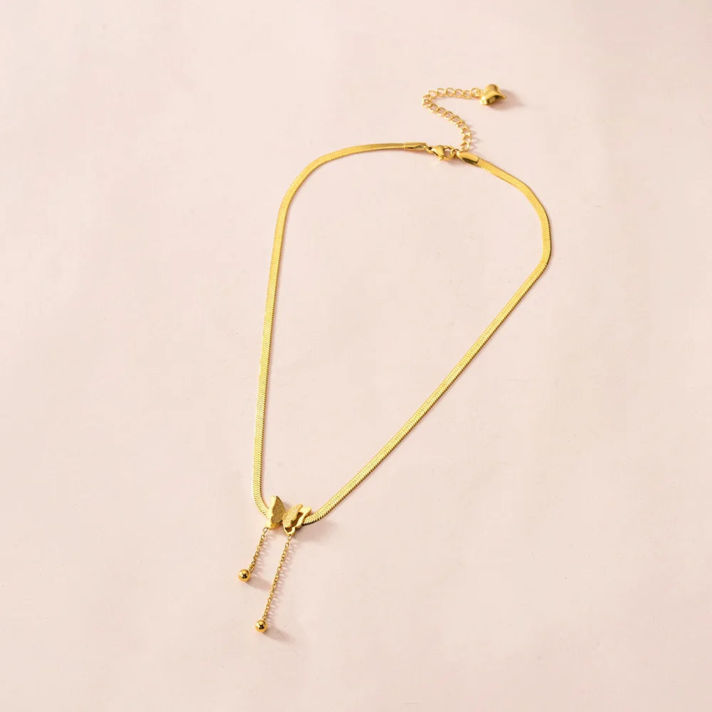 Butterfly Blade Snake Chain Necklace — Gold