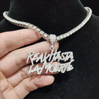 Men Women Hip Hop Letter Pendant Necklace 4mm Tennis chain Iced out Bling Bling Hiphop pendants Necklaces Fashion Charm