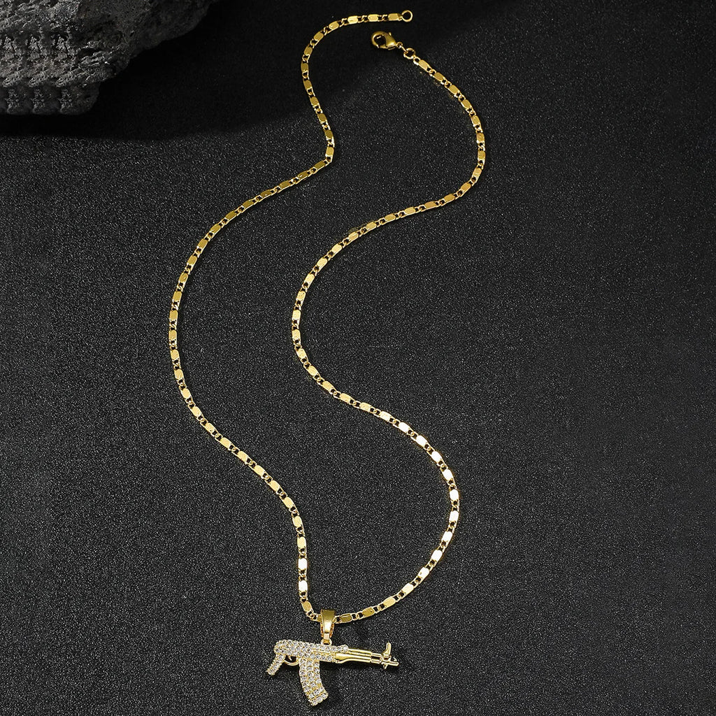 24K Gold Hip Hop Pendant Necklace