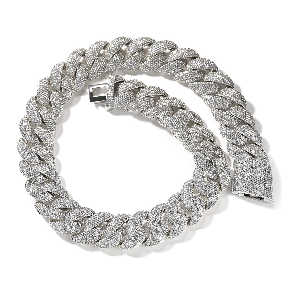 THE BLING KING 24MM Heavy Bubble Cuban Chain Necklace For Men Micro Paved Cubic Zirconia Deluxe Choker Rock Hip Hop