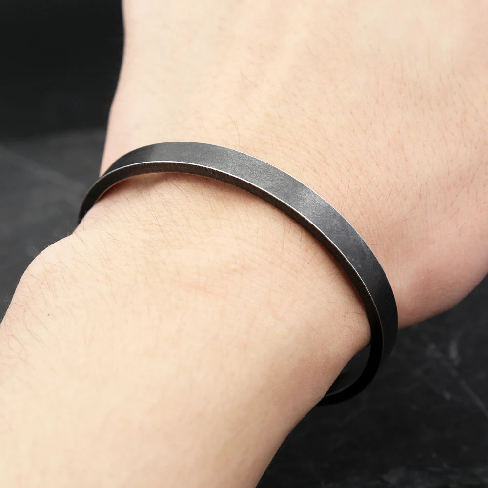 Black Cuff Bracelet — Stainless Steel