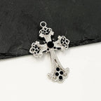 Iced Out Catholic Cross Silver Pendant Necklace