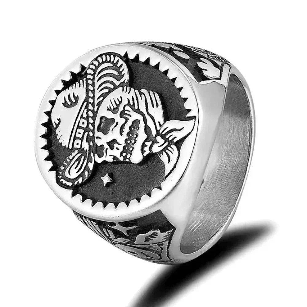 Fashion Retro Stainless Steel Punk Ring Solid Halloween Reaper Skull Rings