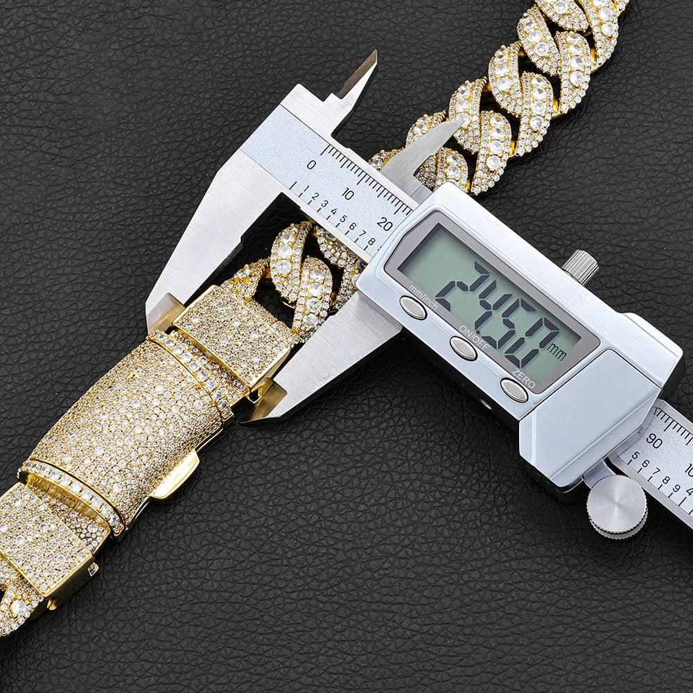 Iced Out Cuban Chain Necklace Stainless Steel