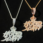 Aokaishen Iced Out Snake Hood Hustle Necklace Pendant for Men Real Gold Plated Cubic Zirconia Hip Hop Jewelry