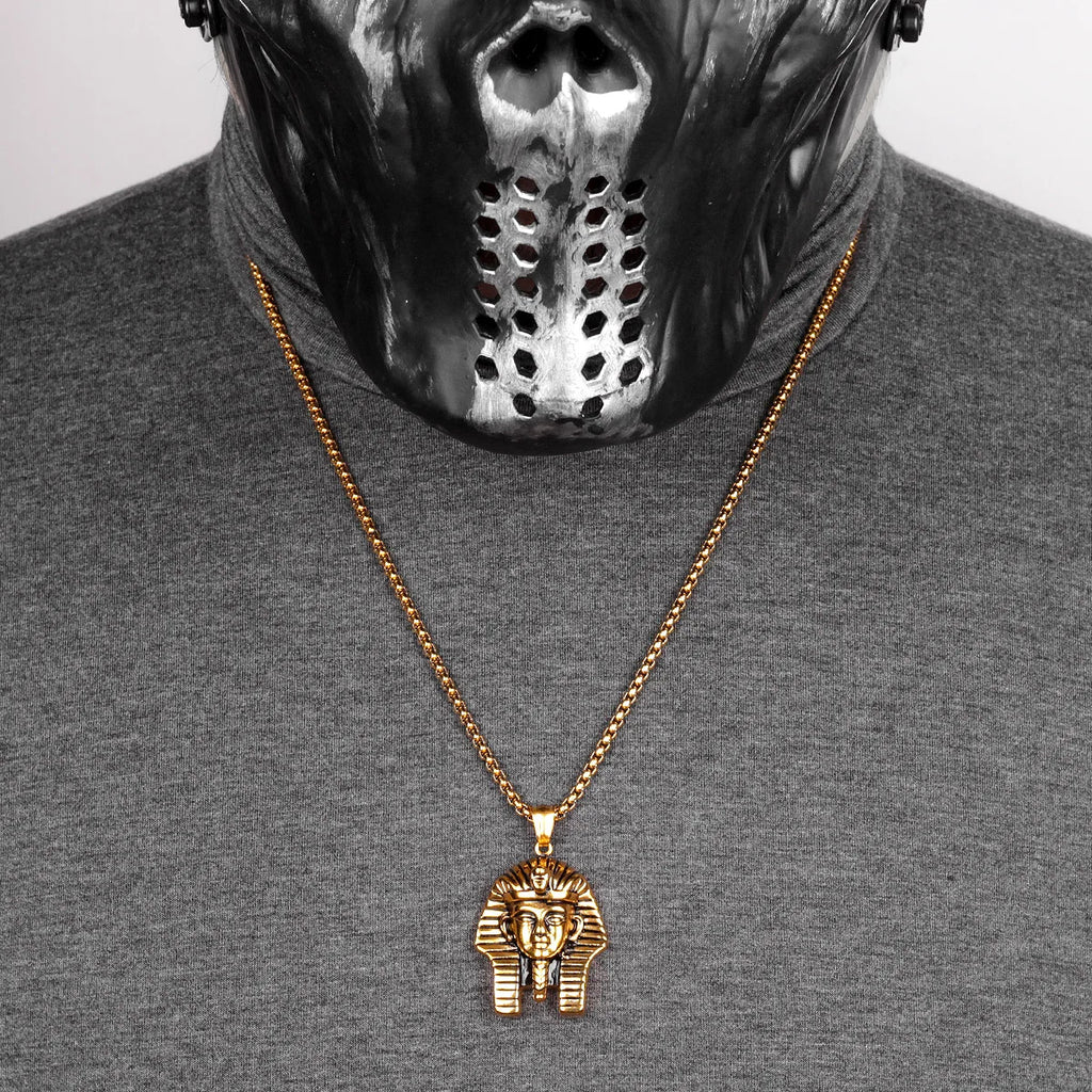 Egyptian Pharaoh Stainless Steel Pendant Necklace