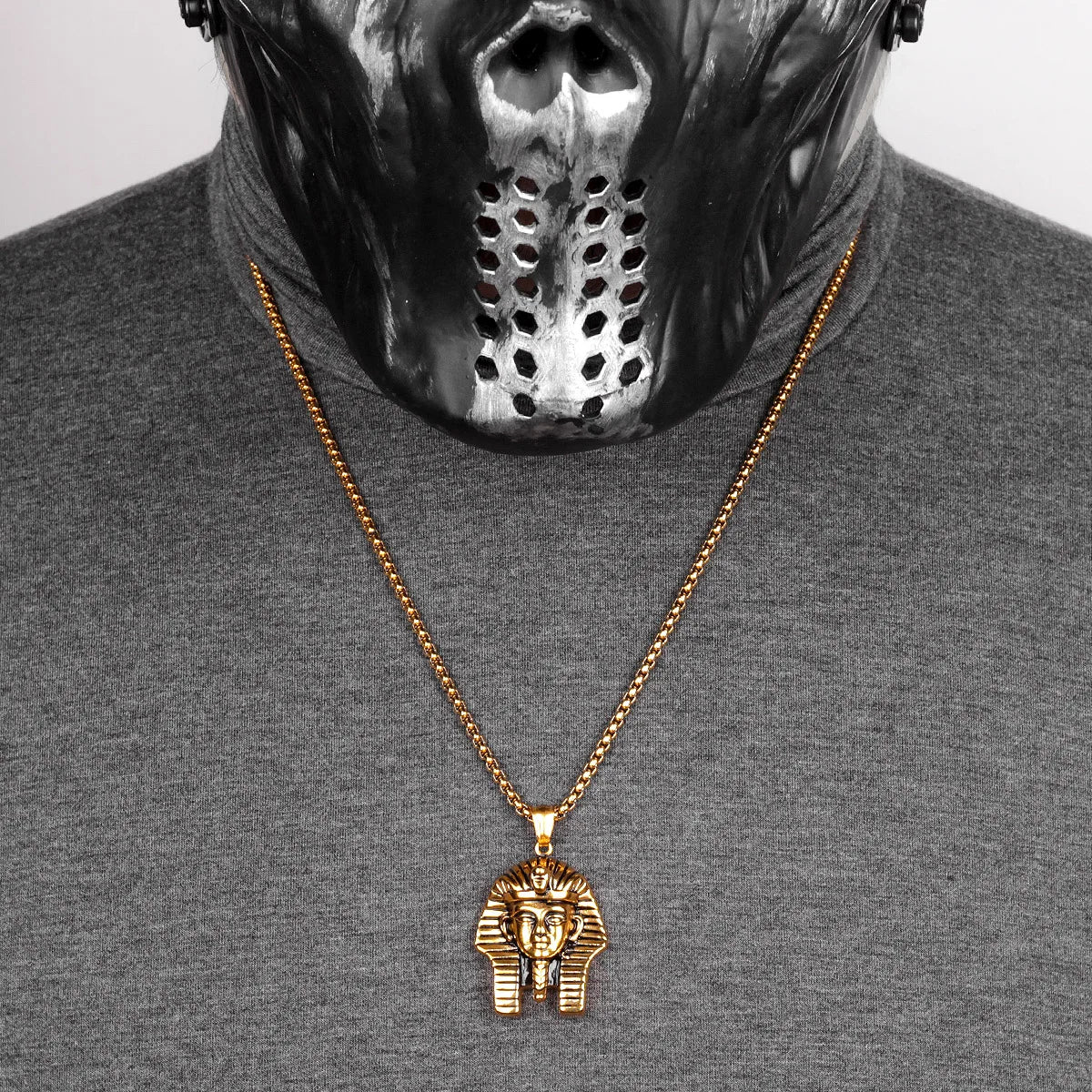 Egyptian Pharaoh Stainless Steel Pendant Necklace