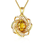 Gorgeous Flower Pendant Necklace with Blue/Yellow Cubic Zirconia Aesthetic Wedding Accessories Trendy Jewelry for Women