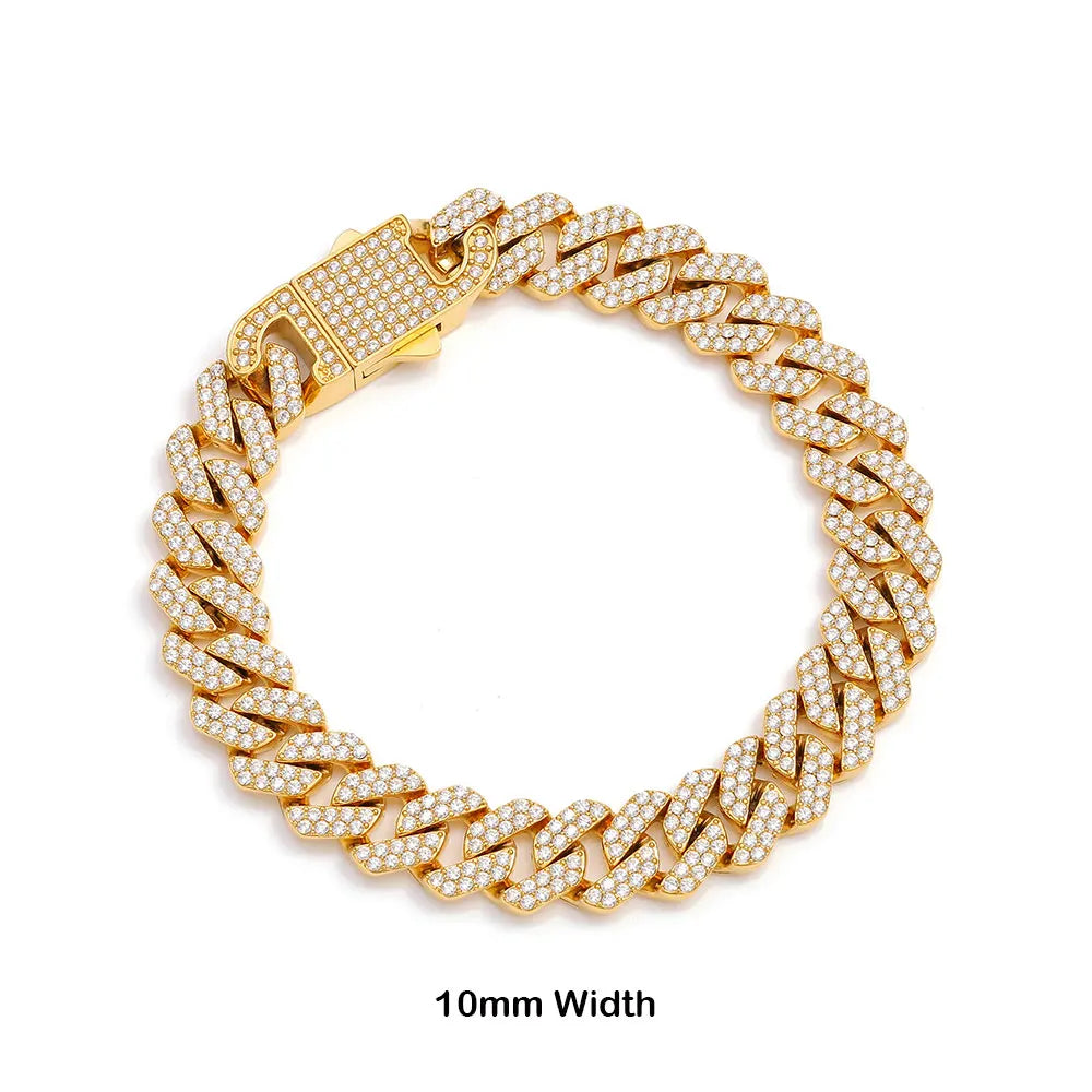 Iced Out Miami Cuban Chain Bracelet — Stainless Steel