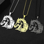 Classic Horse Head Male Chain For Women Men Stainless Steel Silver Color Hiphop Animal Pony West Cowboy Pendant