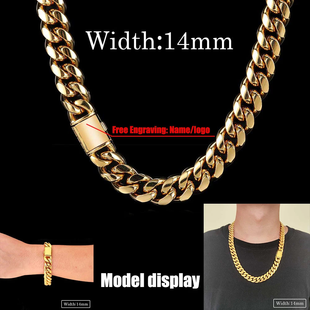 Black Cuban Chain Stainless Steel 8/10/12/14MM