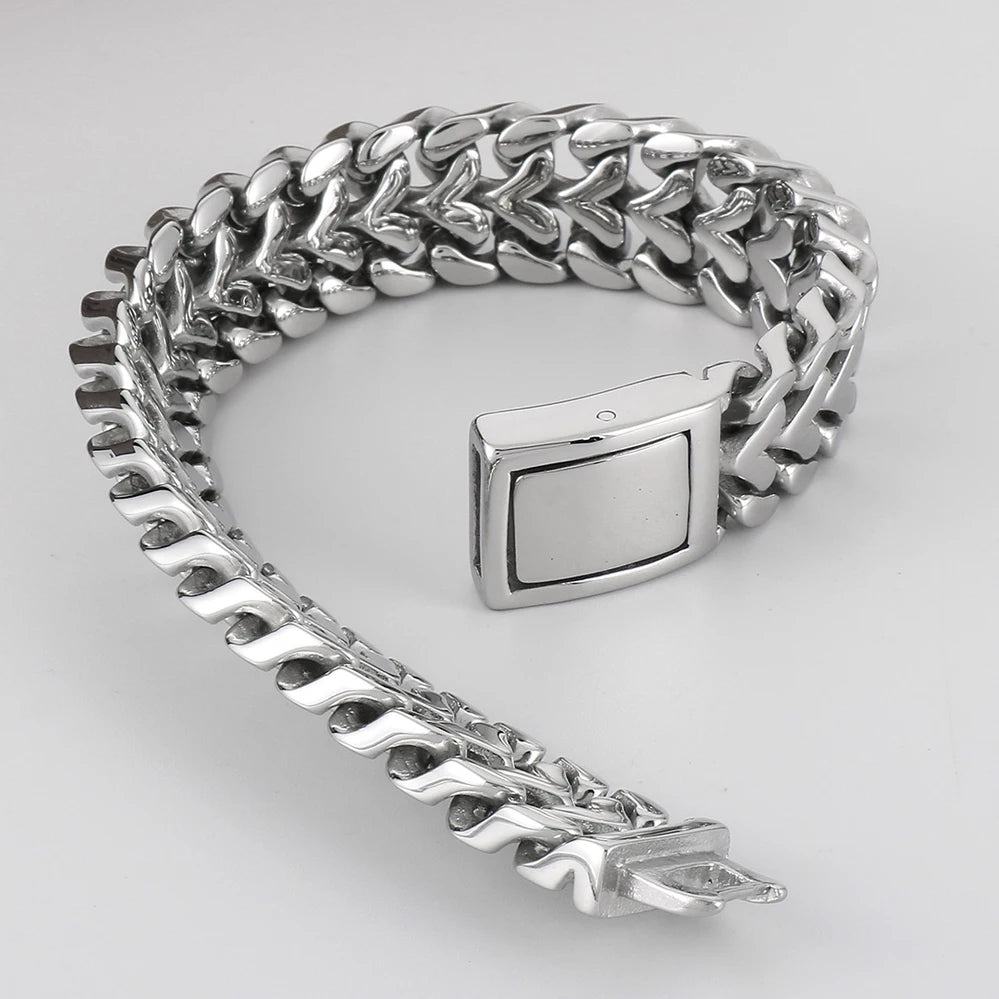 Polished 316l Stainless Steel Bracelet for Men 16MM Chain Link Men's Wrist Arm Jewelry Birthday Gifts for Boys Him