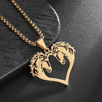 Gold Horse Pendant Necklace Box Chain Statement