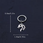 Gothic Flame Dragon Head Keychain — Stainless Steel