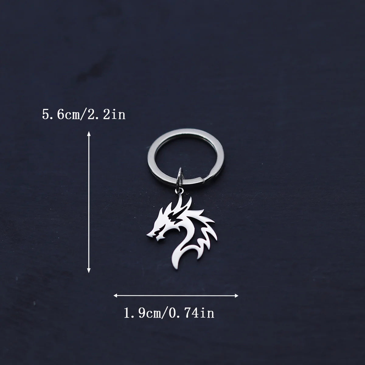 Gothic Flame Dragon Head Pendant Keychains for Men Women Stainless Steel Gold/Silver Color Keyrings Accessories Punk Jewelry
