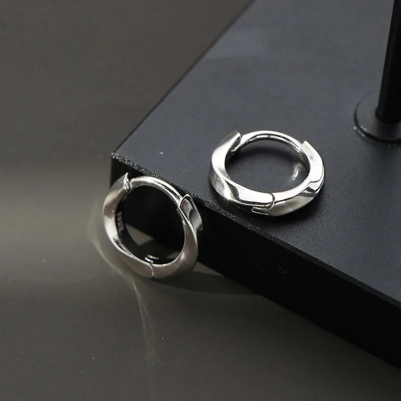 12MM Hoops Earrings For Men Jewelry Personality Silver Earrings Male Party Accessories