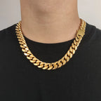 Miami Curb Cuban Chain Necklace & Bracelet 14mm — Stainless Steel