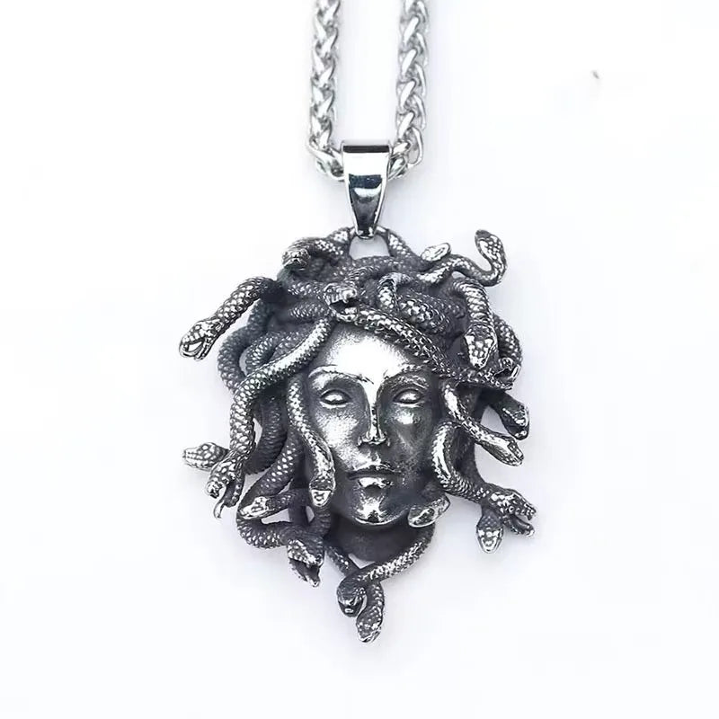 Medusa Snake Pendant Necklace — Stainless Steel