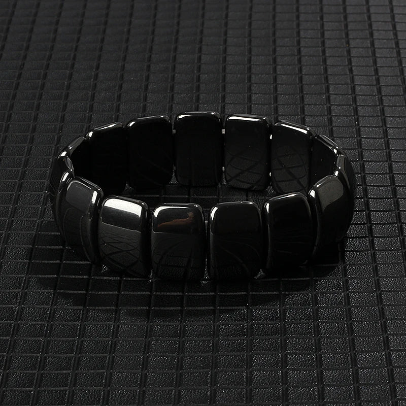 Hematite Therapy Stretch Bracelet — Mixed Metal