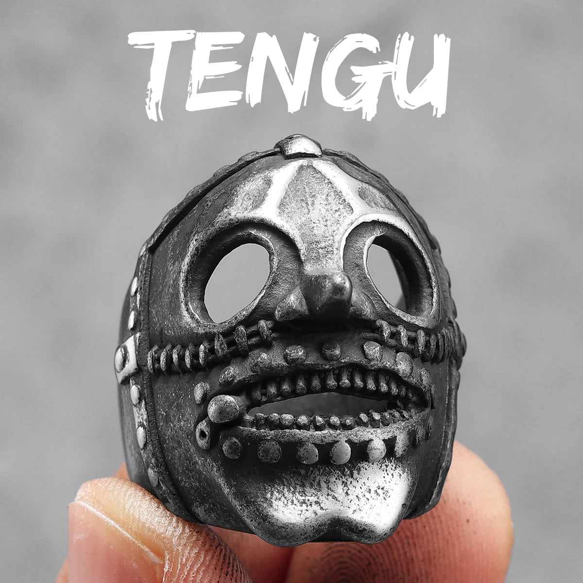 Hannya Skull Ring Black — Stainless Steel