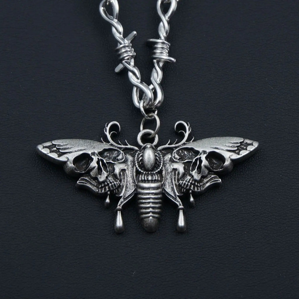 Gothic Death Moth Pendant Necklace