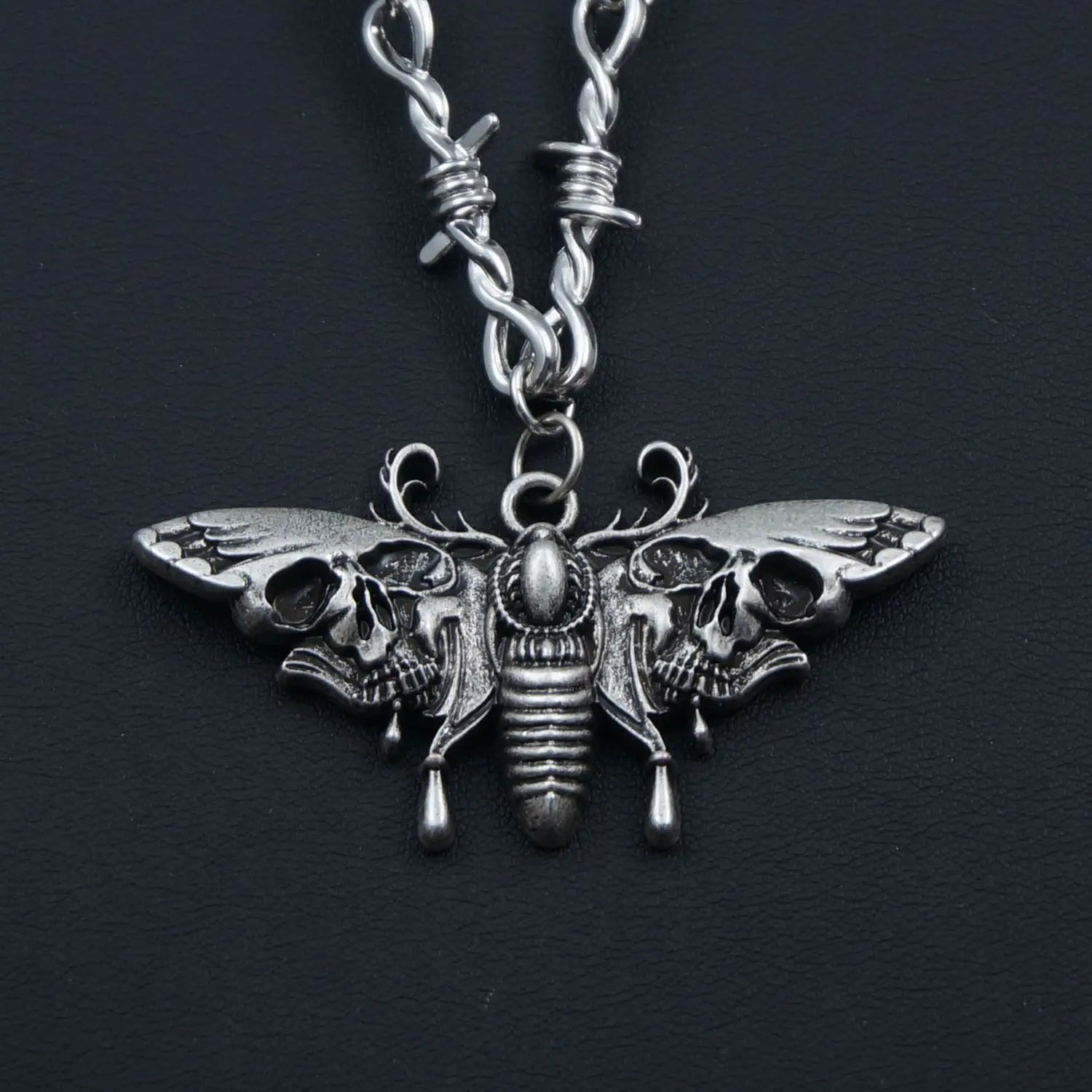 Gothic Death Moth Pendant Necklace
