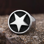 Star Signet Steel Ring Pentagon Biker Good