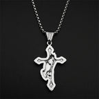 Praying Hands Cross Pendant Necklace — Gold