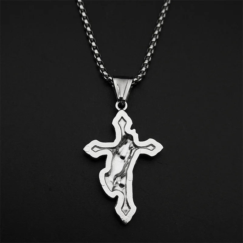 Praying Hands Cross Pendant Necklace — Gold