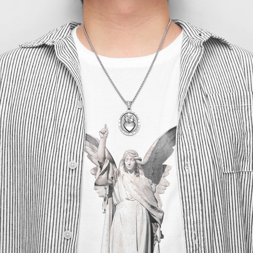 Sacred Heart Stainless Steel Pendant Necklace
