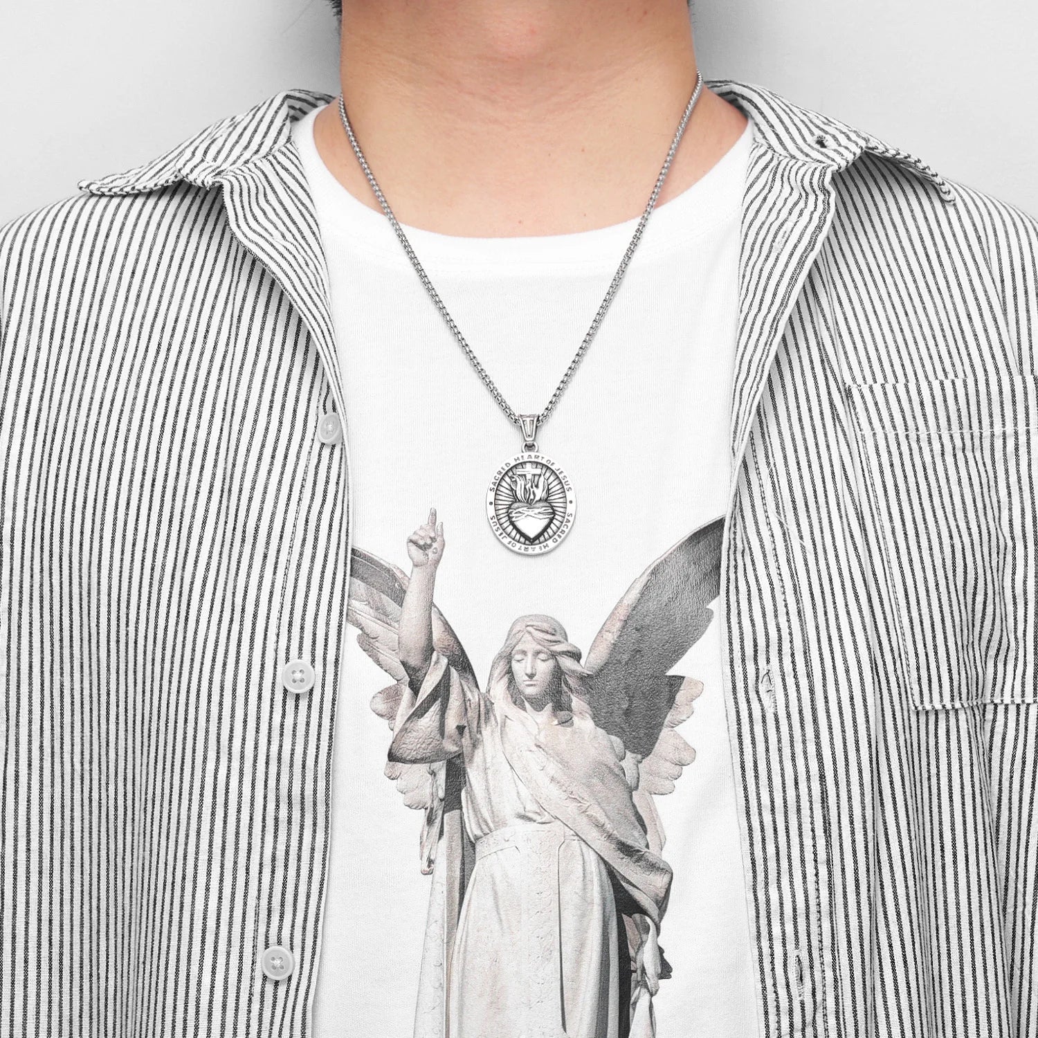 Sacred Heart Stainless Steel Pendant Necklace