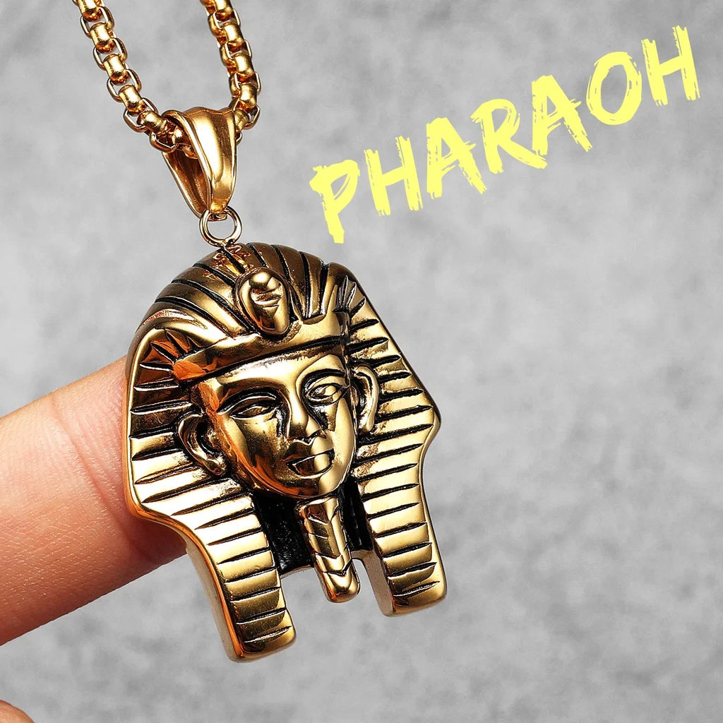 Egyptian Pharaoh Stainless Steel Pendant Necklace