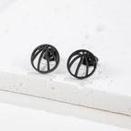 1Pair Punk Black Basketball Earrings for Women Men Stainless Steel Fashion Geometric Ball Shape Stud Earrings Sport