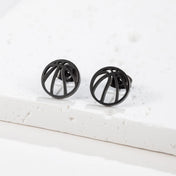 1Pair Punk Black Basketball Earrings for Women Men Stainless Steel Fashion Geometric Ball Shape Stud Earrings Sport