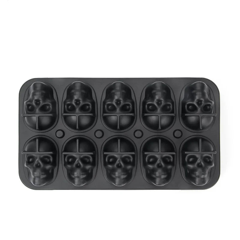 Skull Ice Ball Mold Silicone 3D Flexible Ice Cube Trays BPA Free Ice Trays For Freezer Horror Skull Head Cocktail Ice